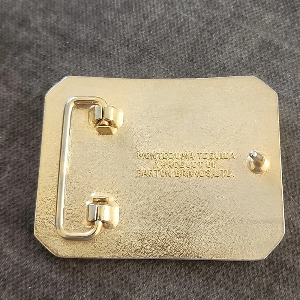 Montezuma Tequila Men’s Belt Buckle By Barton’s  Brands Gold And Black